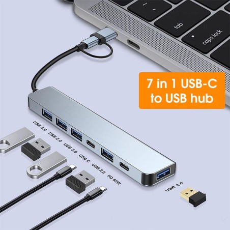 The most popular aluminum 7-in-1 USB C hub in the market