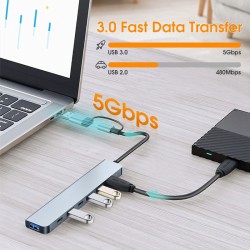 7-in-1 USB C hub with USB 3.0 and USB 2.0 ports