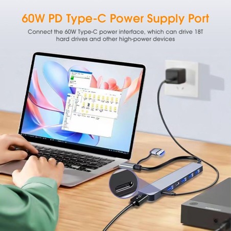 USB C hub with USB 3.0 and USB 2.0 ports