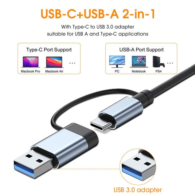 Multi functional USB C hub with USB 3.0 and USB 2.0 ports